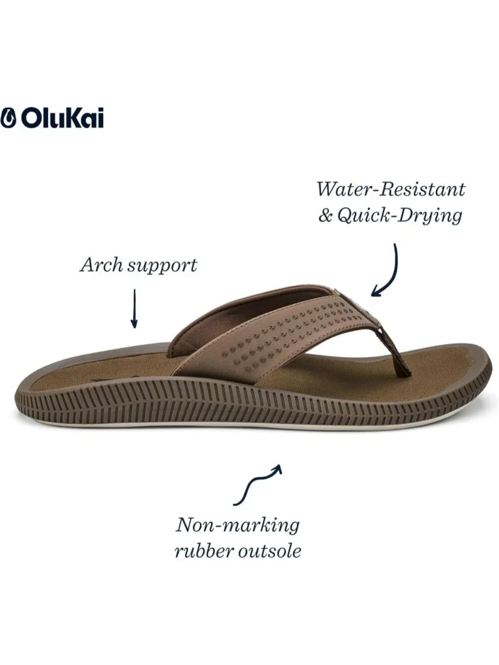 Men's Mustang 1 Synthetic Beach Sandals Water Resistant Flip Flops Comfort Fit